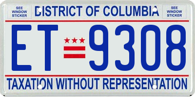 DC license plate ET9308