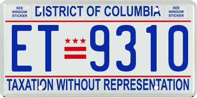 DC license plate ET9310
