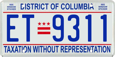 DC license plate ET9311