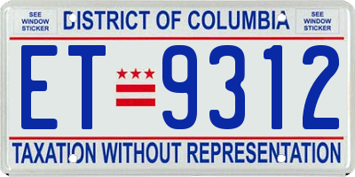 DC license plate ET9312