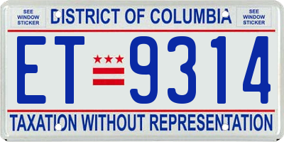 DC license plate ET9314