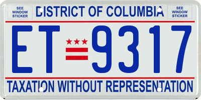 DC license plate ET9317