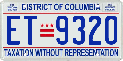 DC license plate ET9320