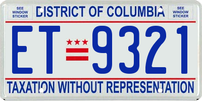 DC license plate ET9321
