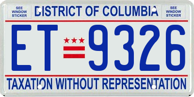 DC license plate ET9326