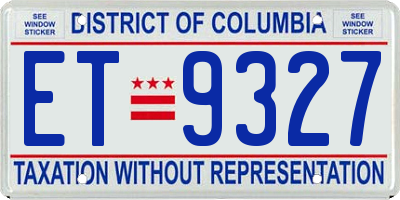 DC license plate ET9327