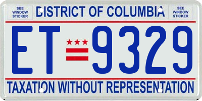 DC license plate ET9329