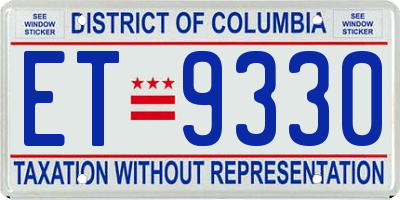 DC license plate ET9330