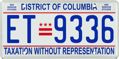 DC license plate ET9336