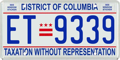 DC license plate ET9339