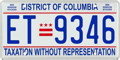 DC license plate ET9346