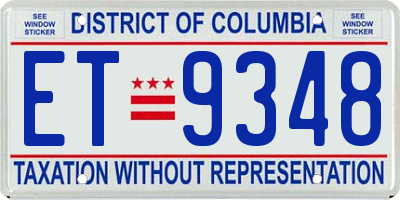 DC license plate ET9348