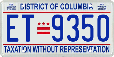 DC license plate ET9350