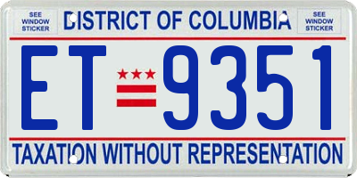 DC license plate ET9351