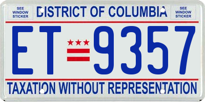 DC license plate ET9357