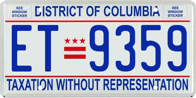 DC license plate ET9359