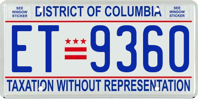 DC license plate ET9360
