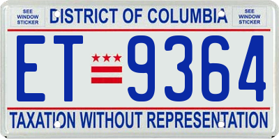 DC license plate ET9364