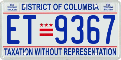 DC license plate ET9367