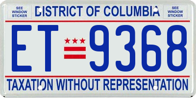 DC license plate ET9368