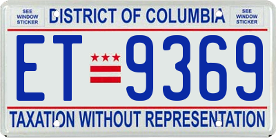 DC license plate ET9369