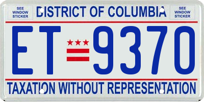 DC license plate ET9370