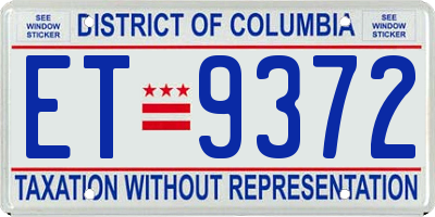 DC license plate ET9372