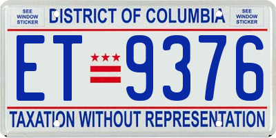 DC license plate ET9376