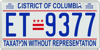 DC license plate ET9377