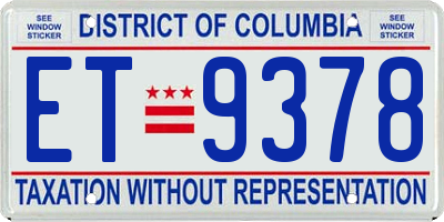DC license plate ET9378