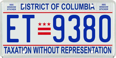 DC license plate ET9380