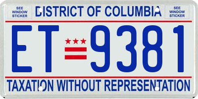 DC license plate ET9381