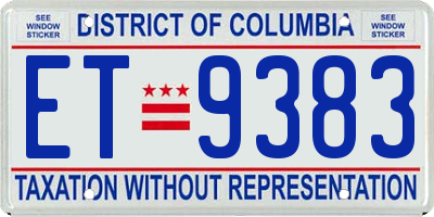 DC license plate ET9383