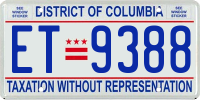 DC license plate ET9388