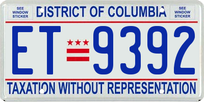 DC license plate ET9392