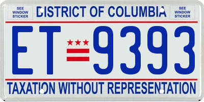 DC license plate ET9393