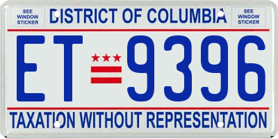 DC license plate ET9396