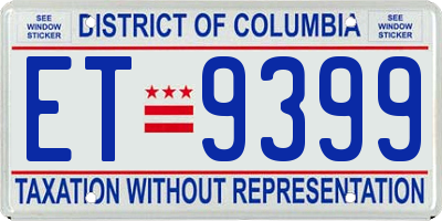 DC license plate ET9399