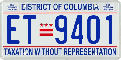 DC license plate ET9401