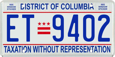 DC license plate ET9402