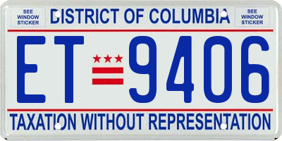 DC license plate ET9406