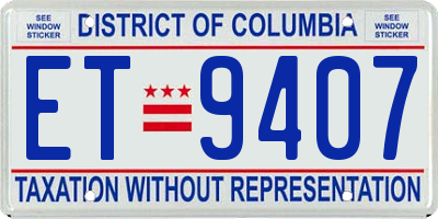 DC license plate ET9407