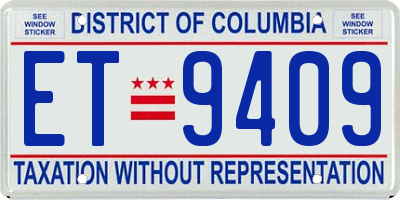 DC license plate ET9409