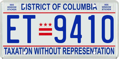 DC license plate ET9410