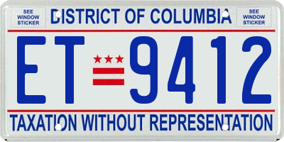 DC license plate ET9412