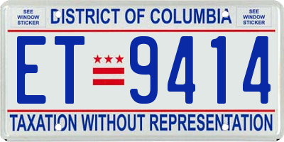 DC license plate ET9414
