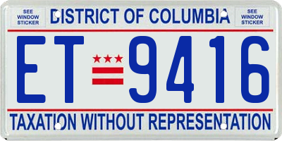 DC license plate ET9416