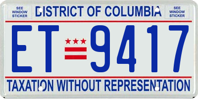 DC license plate ET9417