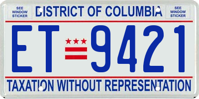 DC license plate ET9421