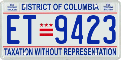DC license plate ET9423